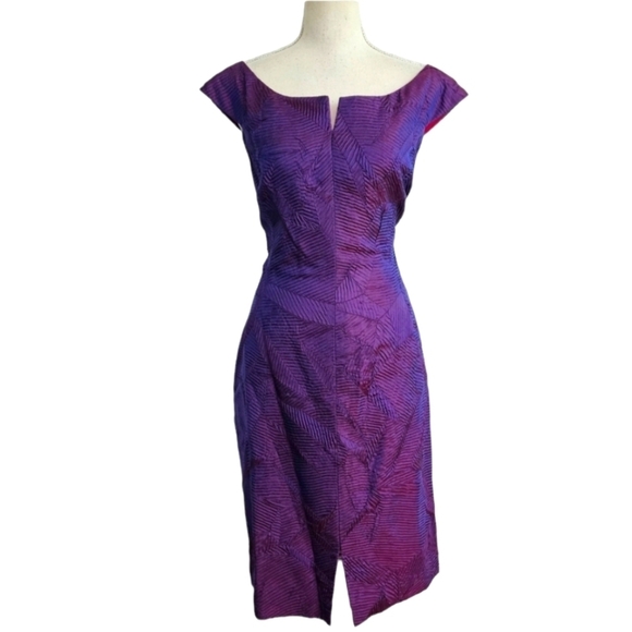 Pentimento Purple Iridescent Crinkle Sheath Dress - Picture 2 of 10